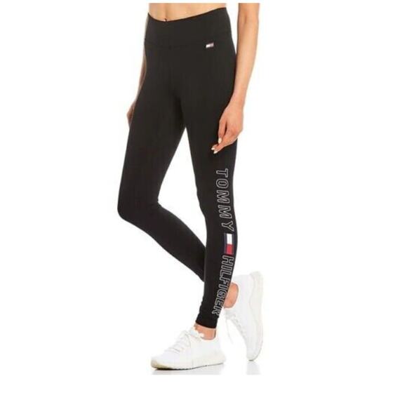 TOMMY HILFIGER SPORT Women's Performance Legging XS Black Jersey Stretch NWT - Picture 1 of 9